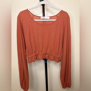 Rust Orange Long Sleeve Crop Top